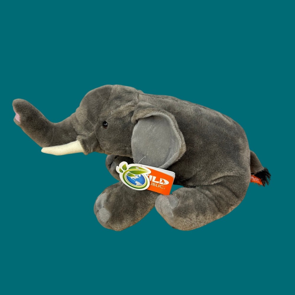 Wild Republic Cuddlekins Adult Elephant Plush Gray Stuffed Animal 11498 NWT Soft